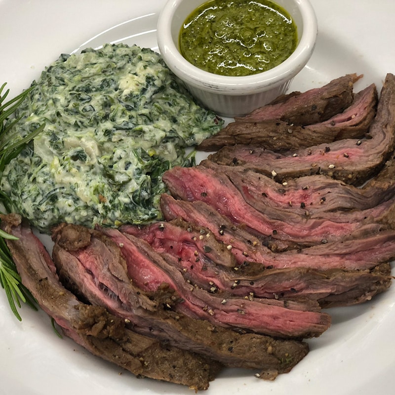 Flank Steak with Steakhouse Spinach